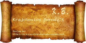 Krajcsovics Bernát névjegykártya